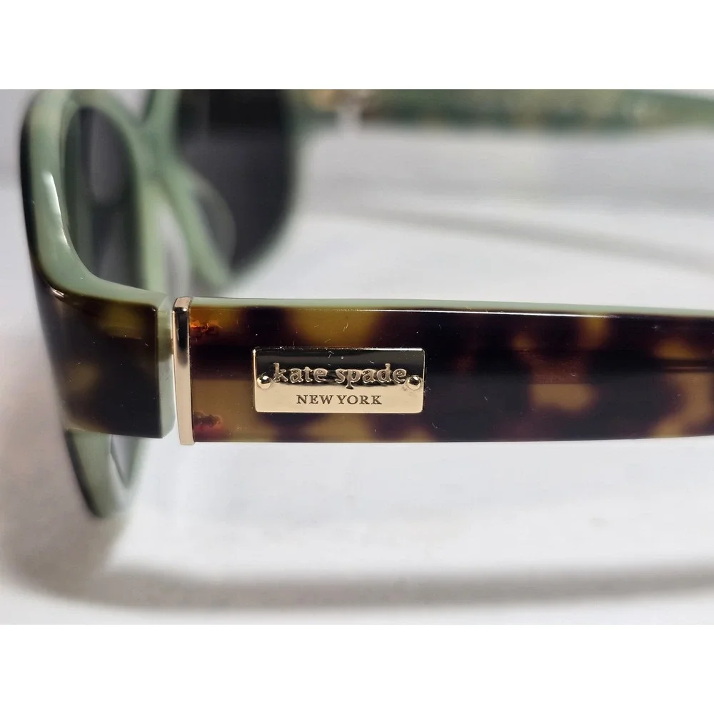 Kate Spade Tortoise Sage Green Polarized Sunglasses Oversized Square Case